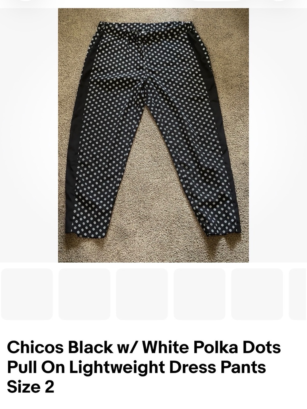 Chico's Black Polka Dot Pull-On Pants
Brand size 2 (equivalent to a 12/Large)